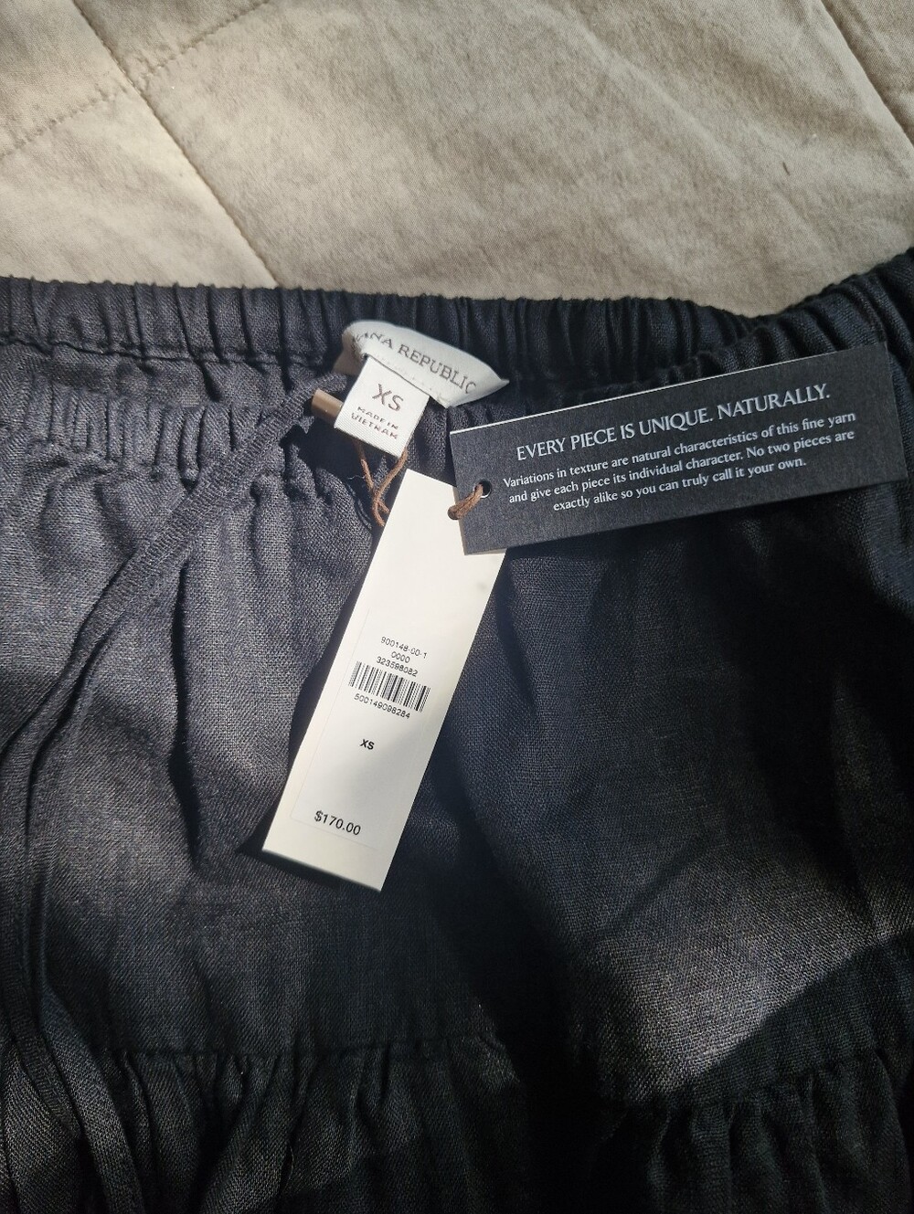 Black Linen Tiered Maxi Skirt with Side Slits - Picture 3 of 4